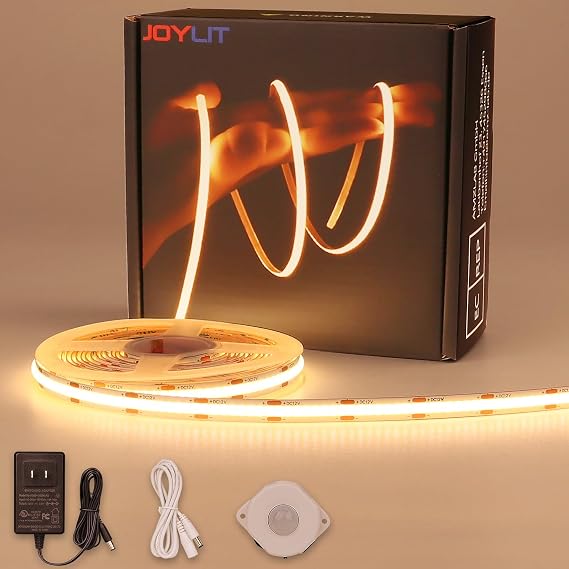 JOYLIT Dotless Motion Sensor COB LED Strip Kit 16.4FT 3000K Indoor