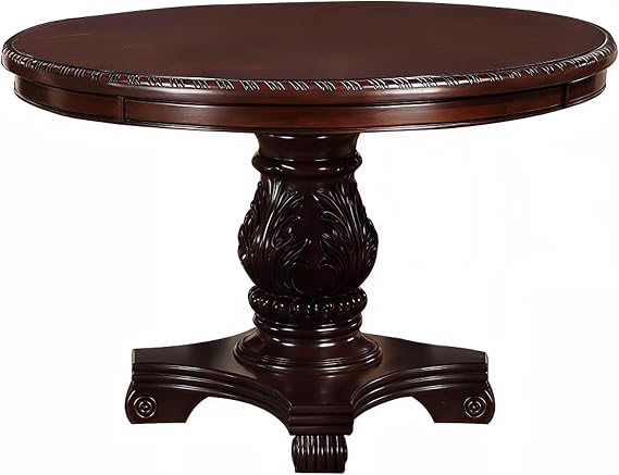 Benzara Traditional Style Round Dining Table, Brown