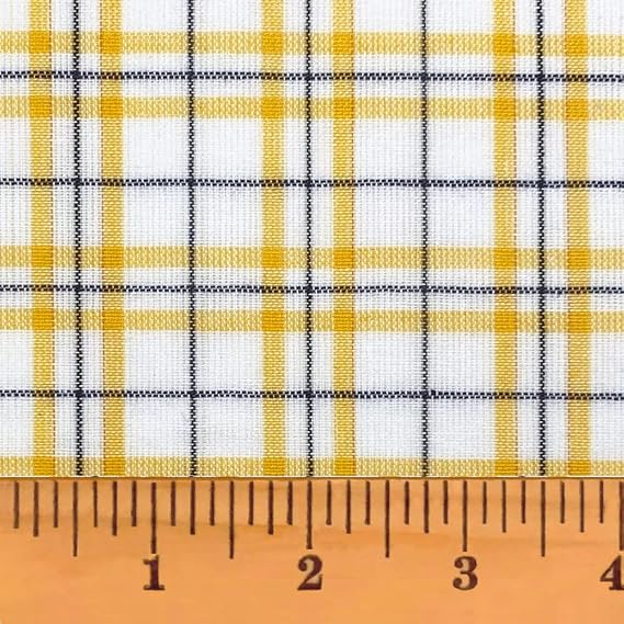 Summer Yellow 7 Cotton Homespun Plaid Fabric by JCS - Sold by The Yard