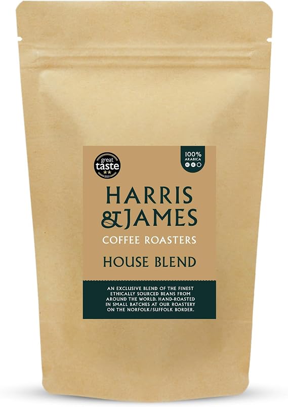 Harris & James House Blend Ground Coffee 227g, Perfect For Cafetiere, French Press or Moka Pot. With Light Acidity, Medium Body & Well Balanced From 100% Arabica (Medium Roast)