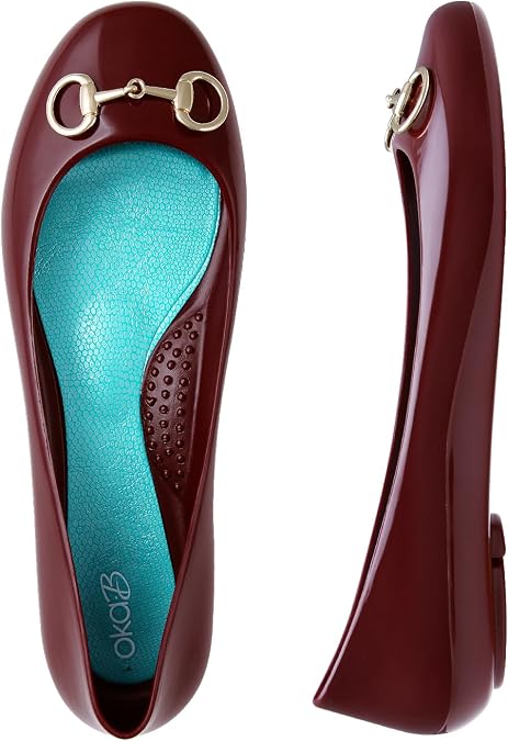 Oka-B Women's Taylor Dash Flats,Port with Gold Metal Horse Bit Charm Charm, Size 6 M