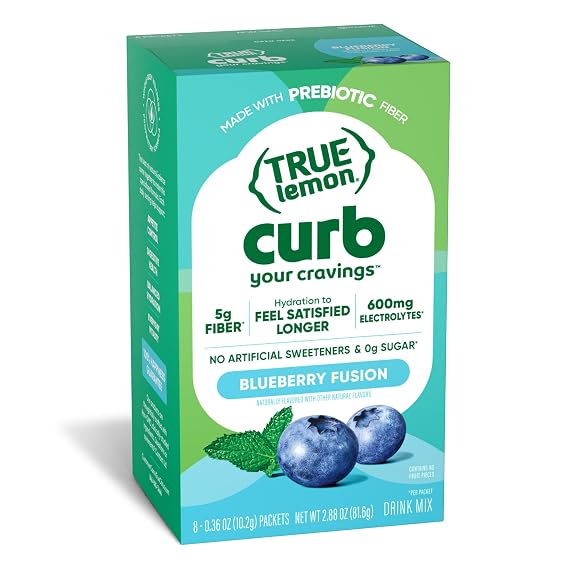 True Lemon Curb Blueberry Prebiotic Fiber Drink Mix Packets, 8 ct