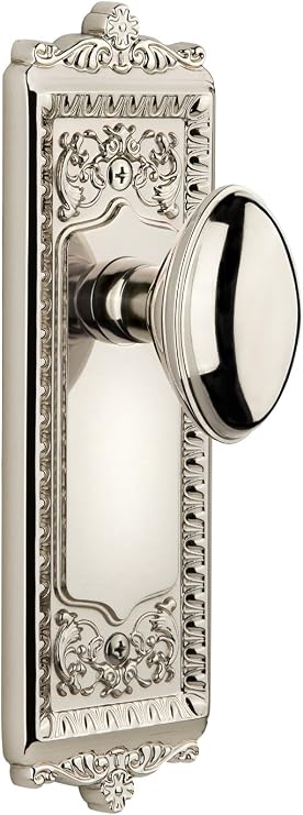 Grandeur Windsor Plate with Eden Prairie Knob, Double Dummy, Polished Nickel