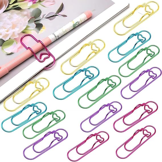 15PCS Paper Clip Pen Holder for Notebook, Metal Pen Clip Holder | Colorful Large Paper Clips, Journal and Planner Stationery Accessories, Portable Journaling Supplies for Office School