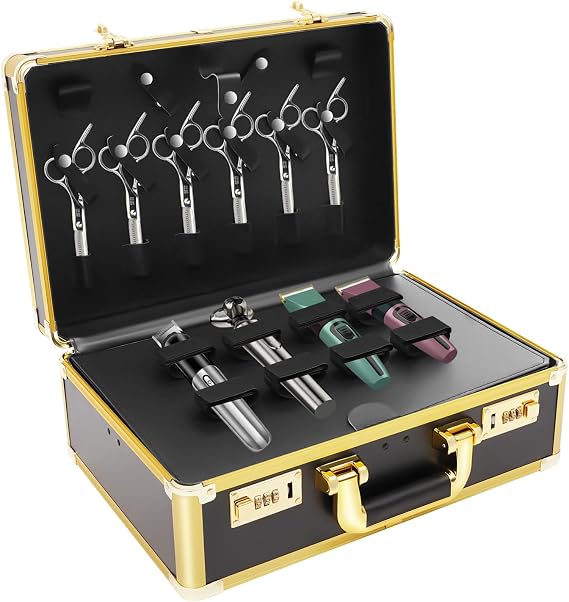Large Makeup Bag Password Barber Bag Makeup Case Organizer Box with Handle, Secure Lock ，Compartments, Portable Hard Travel Case for Barber Tools &amp; Cosmetics 40 * 16.5 * 27.5cm