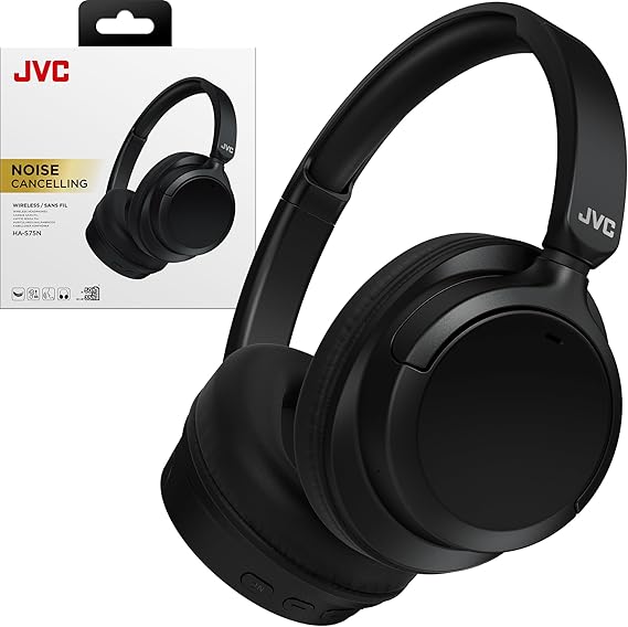 JVC Over Ear Wireless Active Noise Cancelling Headphones - Bluetooth 5.3 - Ambient Mode, 3 Audio Modes, Soft Comfort Pads, 35 Hr Battery, Foldable & Lightweight Mic- Travel & All-Day Wear - HA-S75N