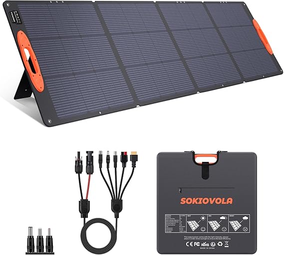SOKIOVOLA N Type 16BB 220W Portable Solar Panel, IP68 Waterproof, 18 V, Folding Solar Panel, High Efficiency, 25% for Outdoors, Camping, RV