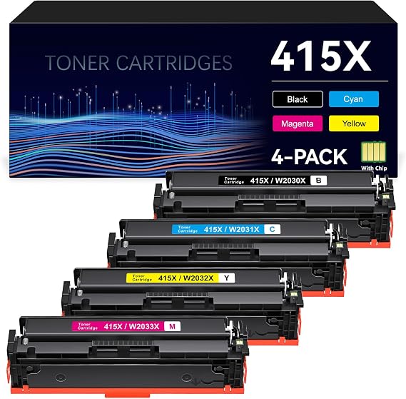 415X 415A Multipack with Chip Compatible for HP 415X W2030X Toner Cartridge Replacement for HP Color Laserjet Pro MFP M479fdw M454dw M479fnw M479dw M479fdn M454dn Printer Black Cyan Yellow Magenta