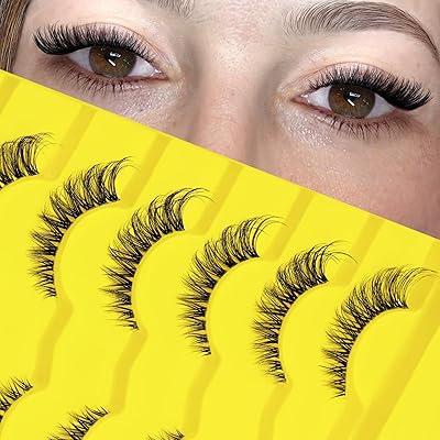 Natural Lashes Fox Eye Wispy Lashes Clear Band False Eyelashes Cat Eye Strip Lashes Foxy Lash Extensions 7 Pairs