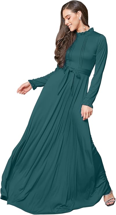 KOH KOH Womens Long Sleeve Elegant Pockets Fall Winter Evening Maxi Dress