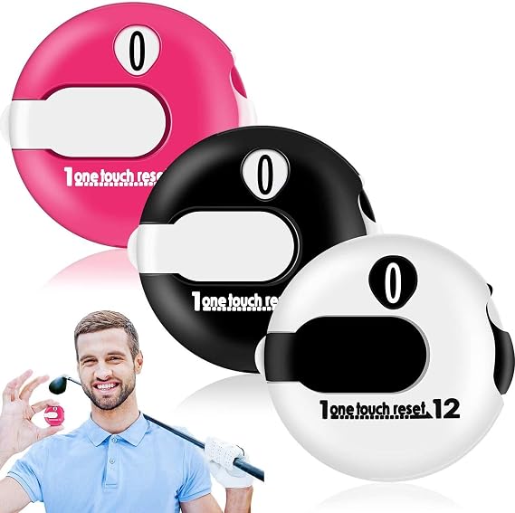 Frienda Golf Score Counter with One Touch Reset | Clip-on Golf Stroke Counter for Women and Men, One-press Reset Counts to 12, Attaches to Glove Collar Belt, Mini Scorekeeper
