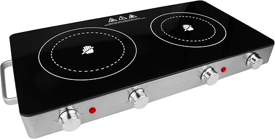 Brentwood Select TS-382 Double Infrared Electric Countertop Burner,1800-Watt, with Timer,Stainless Steel