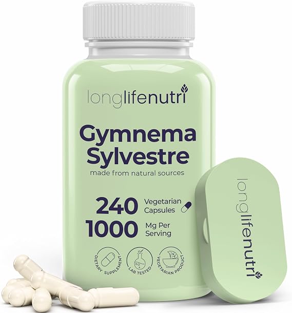 LongLifeNutri Gymnema Sylvestre 1000mg - Organic 20:1 Leaf Extract, 240 Vegetarian Capsules, 4-Month Supply, Herbal Supplement for Gut Health, GMP Certified, Made in USA