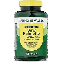 H4U Spring Valley Whole Herb Saw Palmetto 450 mg Capsules, Herbal Supplement for Mens Health & Urinary Wellness Support, 200 Capsules