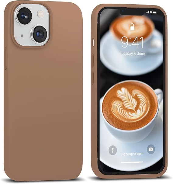 IceSword Compatible with iPhone 14 Plus Case Coffee,Liquid Silicone Case Phone Cover Slim Protective,Soft Anti-Scratch Brunette Chocolate Walnut Brown [Shockproof] 6.7inch 14Plus- Coffee