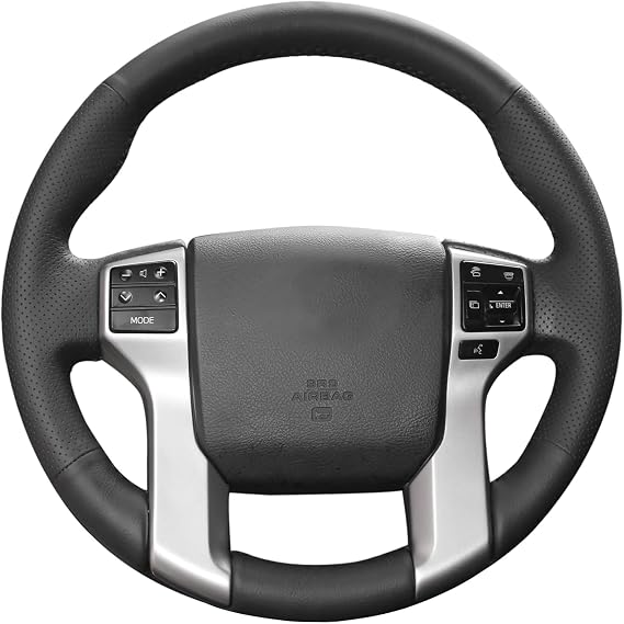 Genuine Leather Steering Wheel Cover for Toyota Tacoma 2012-2023/Tundra 2014-2021/4Runner 2010 2011 2012 2013 2014 2015 2016 2017 2018 2019 2020 2021 2023/ Sequoia 2014-2023 Accessories