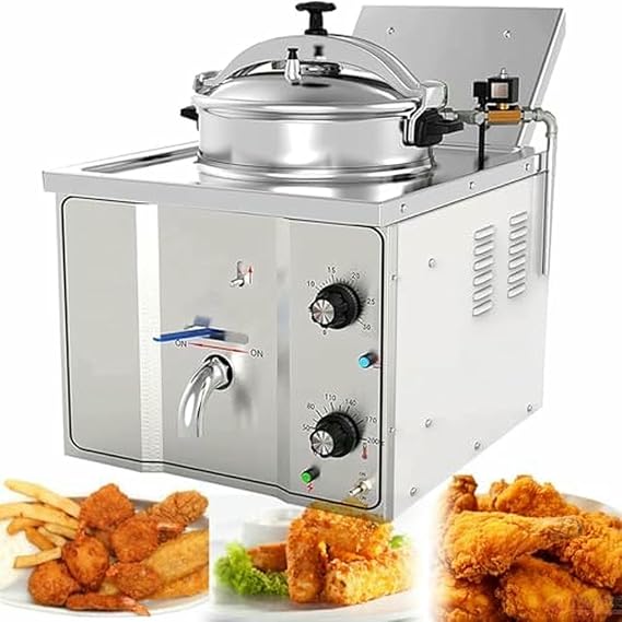 Electric Countertop Pressure Fryer - 16L Stainless Steel Commercial Air Fryer for Chicken and Fish, for Restaurants and Snack Shops
