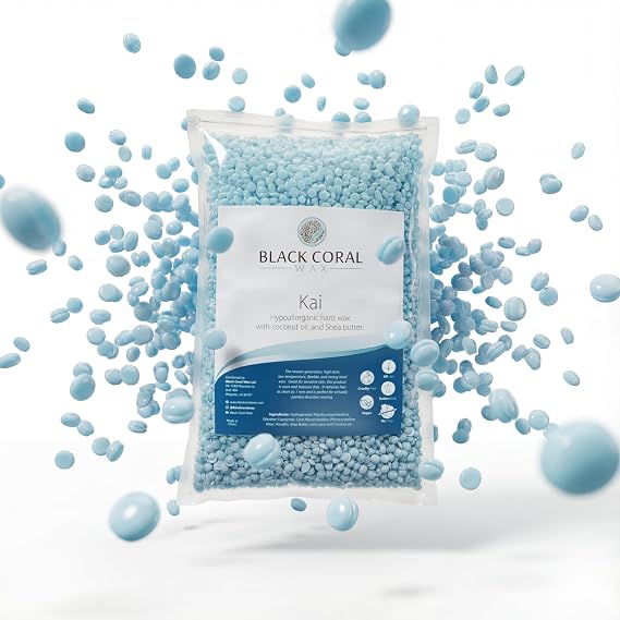 Kai - 1 kg / 2.2 lb Blue Hard Wax Beads Bag - Hypoallergenic - Face & Body Wax, No Strip Needed - Perfect for Sensitive Skin & Underarm Waxing - Gel Texture, Flafless Hair-Removal