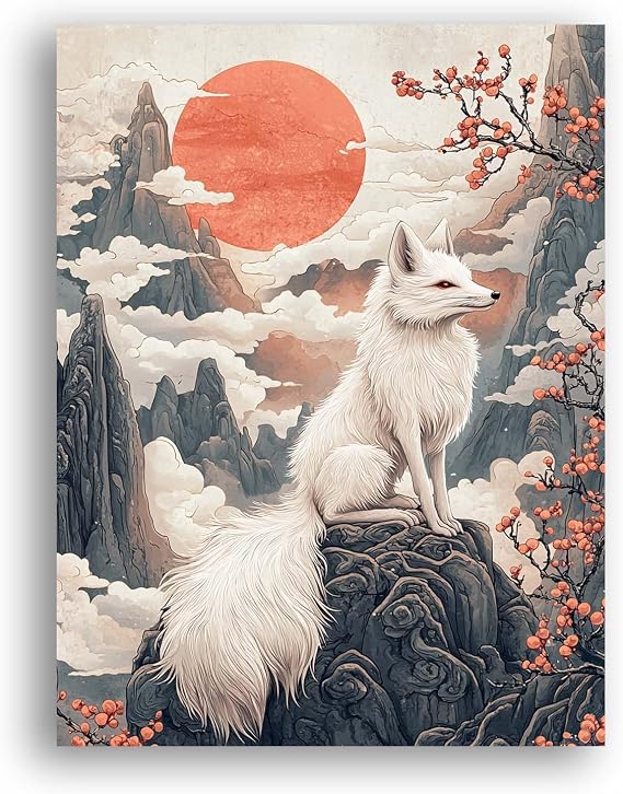 Reofrey Diamond Painting Diamond Art Cross Stitch Fox Animal Handmade Kit Full Paste Type Beads DIY Craft Kit Home Restaurant Rhinestone Home Wall Hanging Decoration 30x40cm