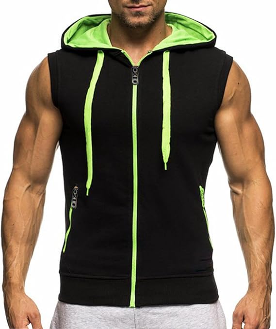 LemonGirl Men's Bodybuilding Sleeveless Hoodie Gym Tank Top