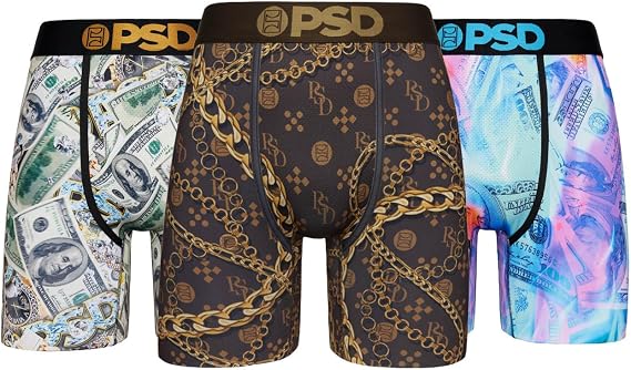 PSD Men's Boxer Briefs - Luxury Funds 3 Pack, 7 Inch Inseam, Stretchy Moisture-Wicking Boxer Briefs for Men Pack, Medium