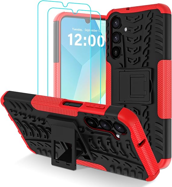 for Samsung Galaxy A16 5G Case with 2 Pack Screen Protector, Red