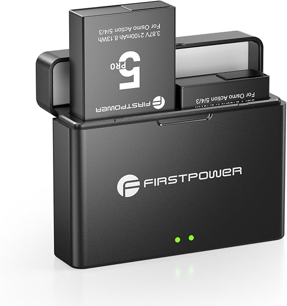 FirstPower Replacement Osmo 360/ Action 6/5 pro/4/3 Battery (2-Pack 2100mAh) with 20W Dual Fast Charging Hub Compatible with DJI Osmo Action 6, Action 5 Pro, Action 4, Action 3, Osmo 360 Cameras