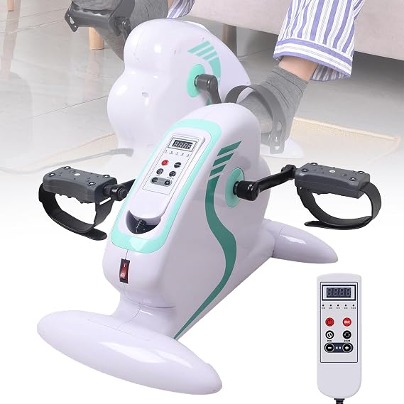 Under Desk Bike Pedal Exerciser, Mini Electric Pedal Rehabilitation Machine with LCD Screen Display, 12 Levels Speed Adjustment, Pedal Exerciser for Seniors