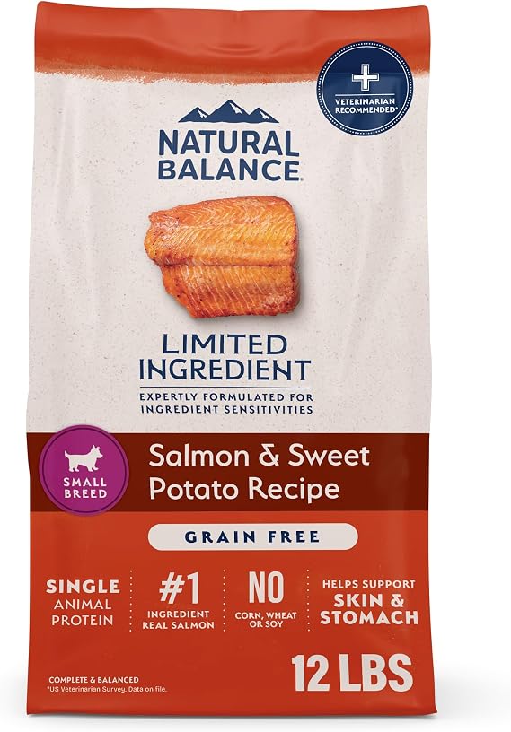 Natural Balance Limited Ingredient Adult Dry Dog Food - Balanced Nutrition for Small Breeds - Grain-Free, Soy-Free Recipe - Limited Ingredient Formula - 12 lb - Salmon & Sweet Potato Recipe