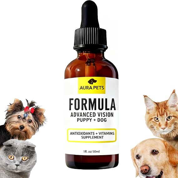 Advanced Vision Formula for Dogs, AuraPets Vision Formula, with Lutein, Zeaxanthin, Astaxanthin, Supports Vision and Reduces Cloudiness, 30ml (3)