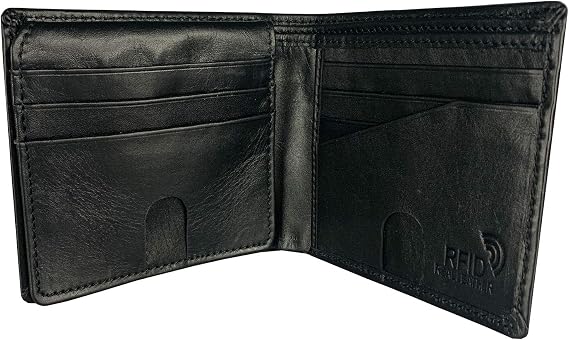 IBRO Genuine Leather Bifold RFID Men's Wallet Blocking ID Pocket Extra Capacity Black