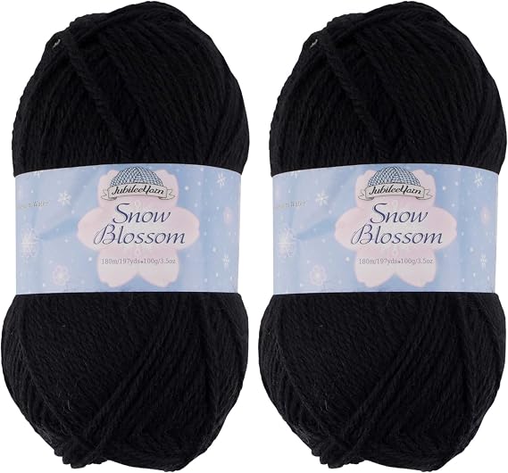 JubileeYarn Snow Blossom Yarn - DK Superwash Wool - Black - 2 Skeins