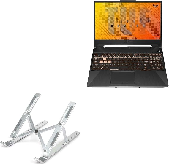 BoxWave Stand and Mount Compatible with ASUS TUF Gaming (A15) - Compact QuickSwitch Stand, Portable Multi Angle Viewing Foldable Riser - Metallic Silver