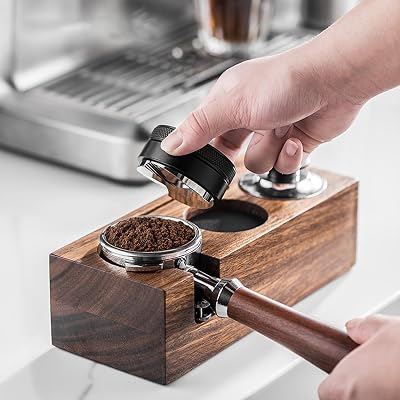 OVARIA Walnut Coffee Tamper Holder Wood Espresso Tamper Stand Tamper Station Wooden Base Anti-Slip Coffe Portafilter Holder for Cafe Coffee Machine Accessories - 3 Holes 515458mm Size : 58MM