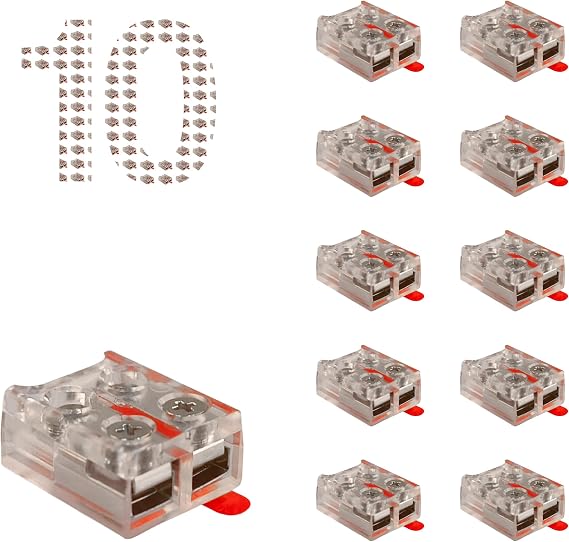 10 PCS 10mm COB LED Strip Connectors with PCB Cable, Solderless Transparent LED Light Strip Adapters for COB Strip Extension and Corner Connections