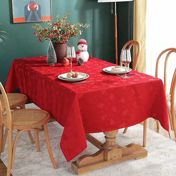 SASTYBALE Christmas Tablecloth Rectangle, Red Table Cloth, 52" x 70"