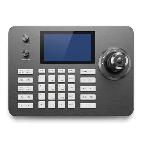 PTZ Controller Camera Controller POE Network 4D Joystick Decoding H.264 H.25 Keyboard with 5 Inch LCD Screen for Church Worship Live Streaming Broadcasts Events NDI License Included