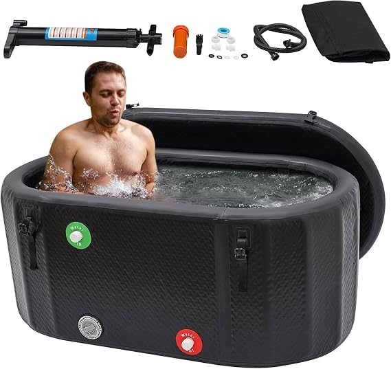 Ice Bath, ice Barrel, ice Bath with Cooling System, 8 cm Insulating Wall, with lid, Brushed Surface, for Relaxation, Cold Water Therapy, Adult Bathtub