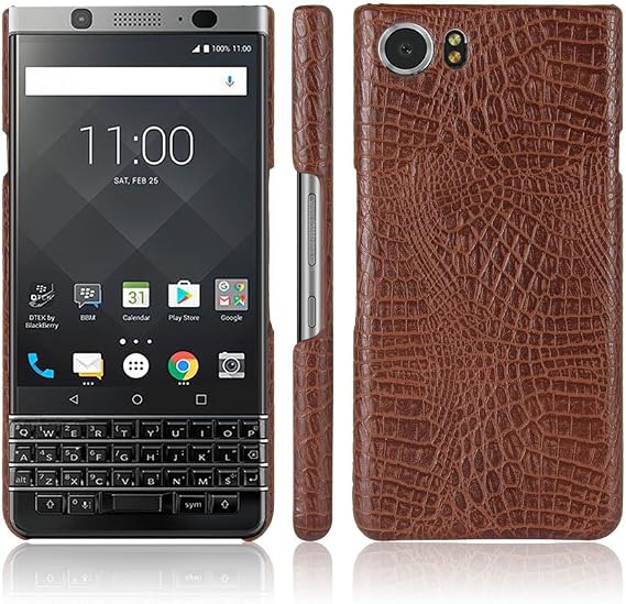 Zshion Case for BlackBerry Keyone ,Croco Premium PU Leather Protective Cases Simple Deurable and Lightweight Case for BlackBerry Keyone (Brown)