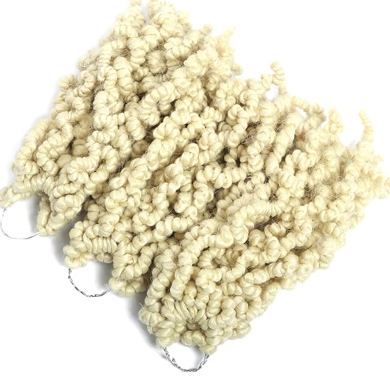 6 Packs Pre-twisted Spring Twist Hair 8 inch Pre-Twisted Passion Twists | Crochet Braids For Bob Spring Twists Short Curly Bomb Twist Braiding Hair Hair Extensions (8''6Pcs-#613)