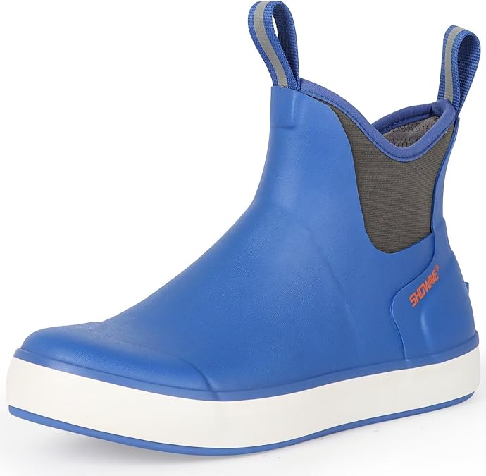 Deck Boots for Men Ankle Rain Boots | Waterproof Rubber Boots for Men Breathable Lightweight Short Water Boot Mud Boat Fishing Booties for Sailing