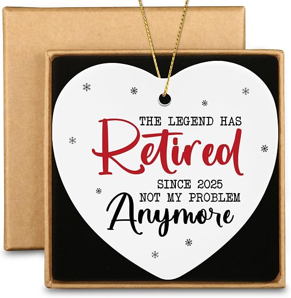 Retirement Gift for Woman Ceramic Heart Ornament The Legend Has Retired Since 2025 Funny Retirement Gifts for Teacher Nurse Doctor Boss Retirements Decorations for Christmas Tree