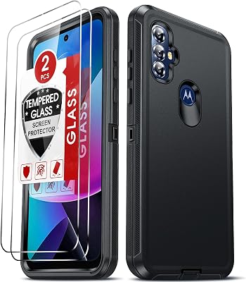 LeYi Compatible for Moto G Play 2023 Case: Motorola G Power 2022 Phone Case with 2PCS Screen Protector, Military Grade Shockproof Cover Funda para GPlay 2023 XT2271DL GPower 2022 XT2165DL, Black