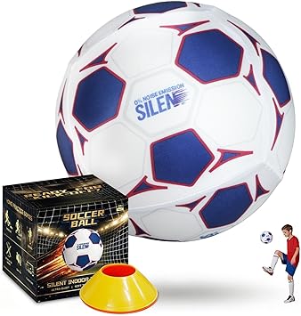 Silent Soccer Ball Size 5 - Fabric-Covered Soft Foam Soccer Ball for Indoor Training, Airless Indoor House Ball for Kids and Adults, Soft Durable Foam Design, Gift for Soccer Fans Boys 8-12 Girls