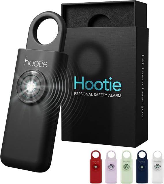 HOOTIE Personal Safety Alarm for Women, Men and Kids 130dB Personal Alarm Keychain, Pull Pin Safety Alarm Keychain with Strobe Light, Self-Defense Alarm for Campus, Travel and Running Black