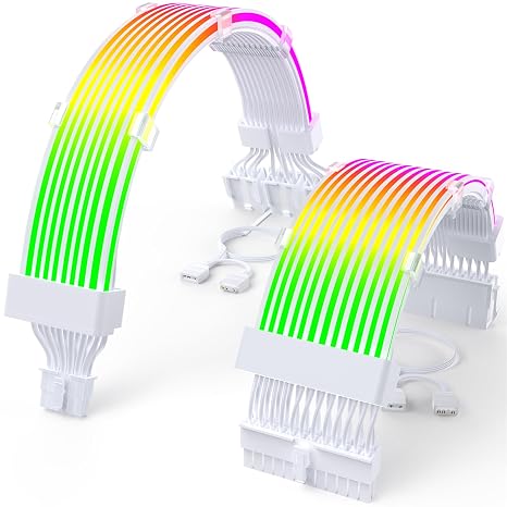 Sirlyr RGB 12VHPWR Cable Set,ARGB PSU Cable Extension of Soft LED Strip Include 24Pin Motherboard,16 Pin to 38 Pin GPU Power Supply Cables for PC Custom
