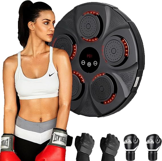 PIWO Smart Music Boxing Machine - Home Wall Mount Boxing Training Machine, Agility Training Digital Boxing Wall Target with Boxing Glove 2 Pairs of Boxing Gloves