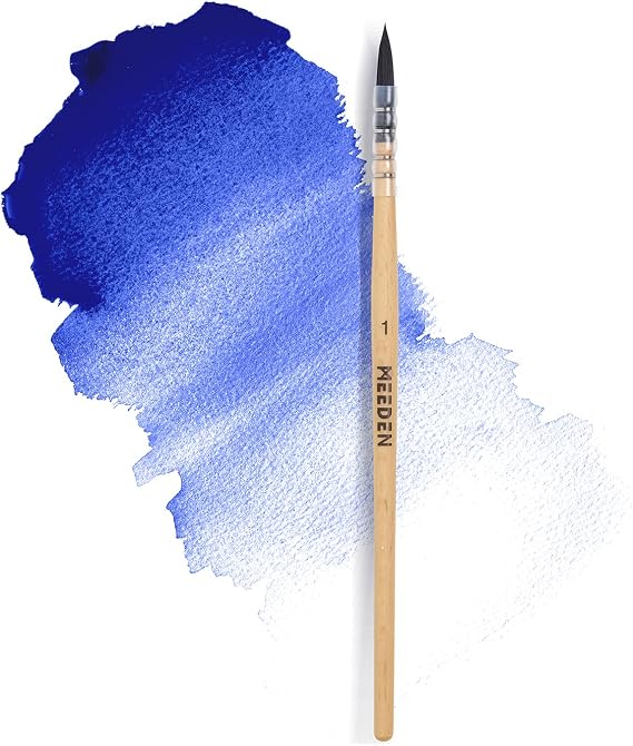 MEEDEN Watercolor Brushes Professional - Synthetic Squirrel Hair Artist Paint Brushes Set with Beech Wood Handle Great for Artists Hobbyists Size 1