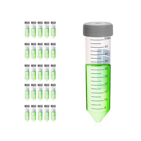 Utile Sterilized 25pcs of 50ml Centrifuge Tubes, Autoclavable Falcon Tubes with conical Bottom, PP Material, Assembled Leak Proof Screw Cap, 4610.1941.25.