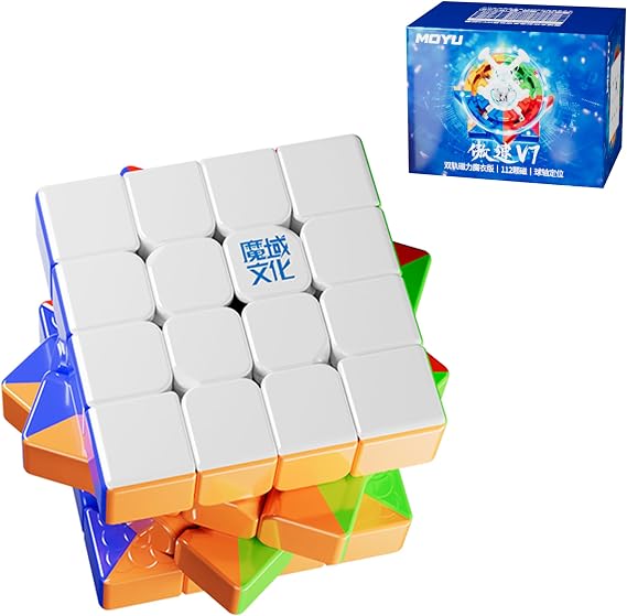 CuberShop Moyu Aosu WRM V7 Double Track 4x4 Magnetic Stickerless UV Coated Speed Cube, 4 by 4 Professional 58mm Cube, 112 Magnets, 2-Track Flagship Edition (moyu aosu WRM v7-Magic Cloth)